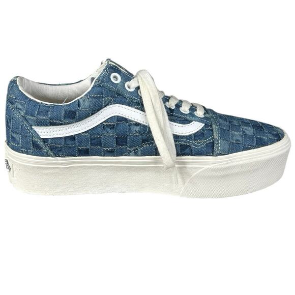 Vans Unisex Stackform Blue Woven Denim Platform Sneaker Size M 8 W 9.5 - Picture 4 of 11